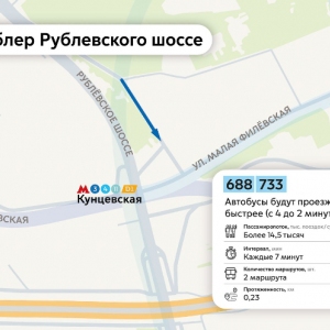 Новая выделенная полоса заработает с 20 декабря в районе Фили-Давыдково