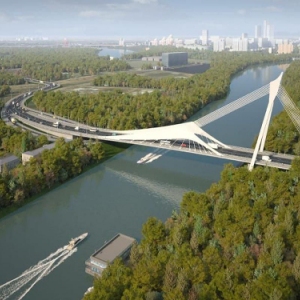 На треть выполнено строительство моста через Москву-реку в районе Новозаводской улицы