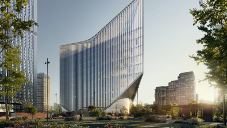 В районе Раменки начали строить деловой центр в форме паруса