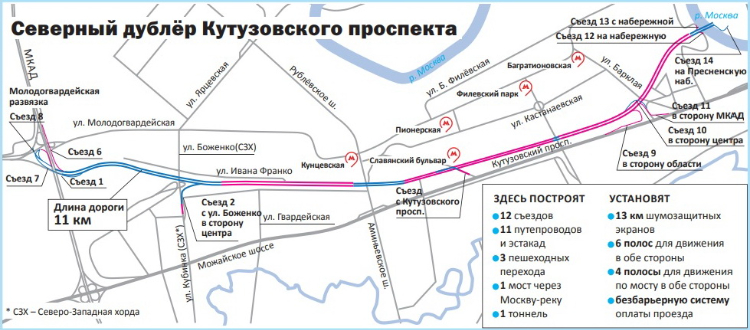 Дублер кутузовского проспекта схема на карте