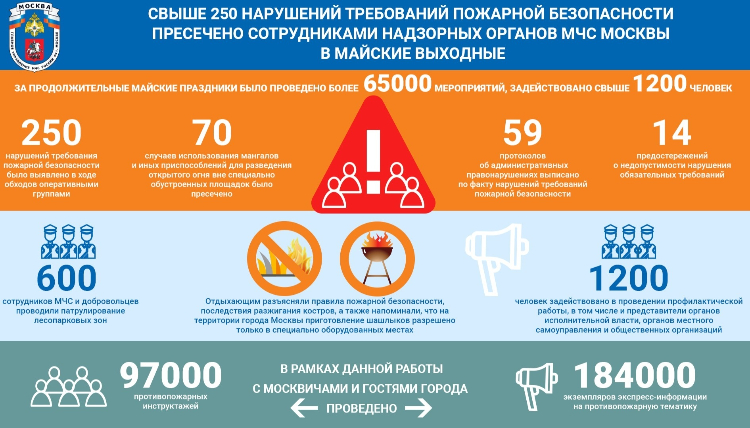 Свыше 250 нарушений требований пожарной безопасности пресечено сотрудниками МЧС в майские выходные