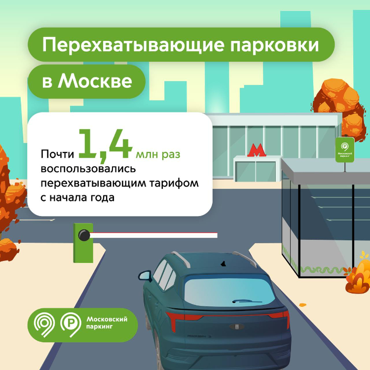 Перехватывающими парковками в Москве бесплатно воспользовались 1,4 млн раз с начала года